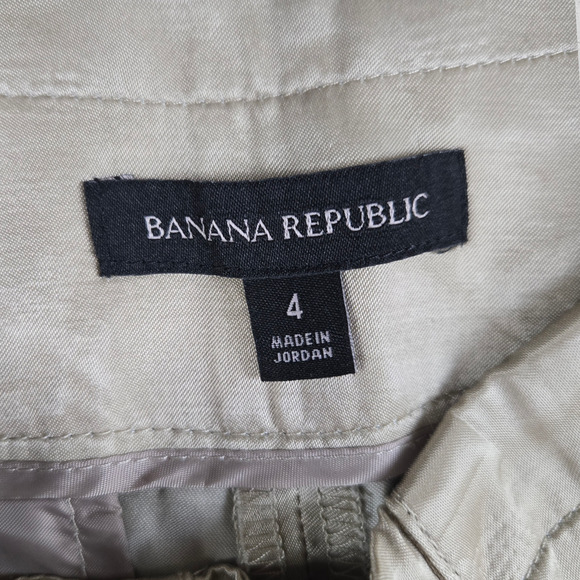 Banana Republic Gold Shiny High Waisted Satin Shiny Cargo Cropped Pants Size 4 - Picture 6 of 10